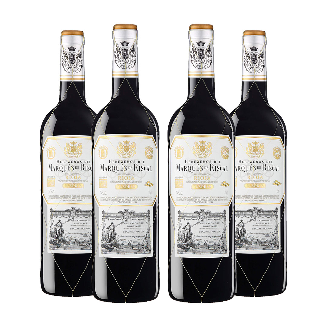 Fourpack Vino tinto Marqués de Riscal reserva D.O.C Rioja, España