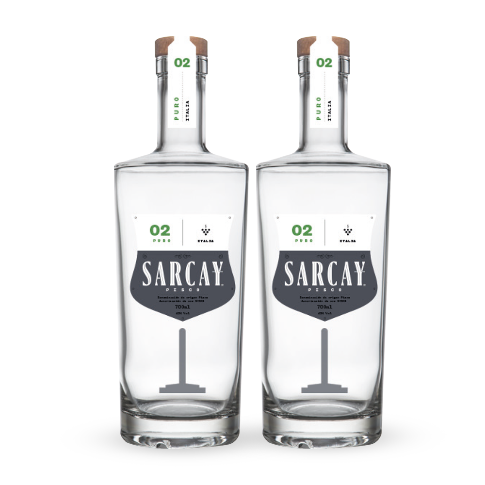 Duopack Pisco Sarcay Línea 3 reserva acholado 700 ml. Perú