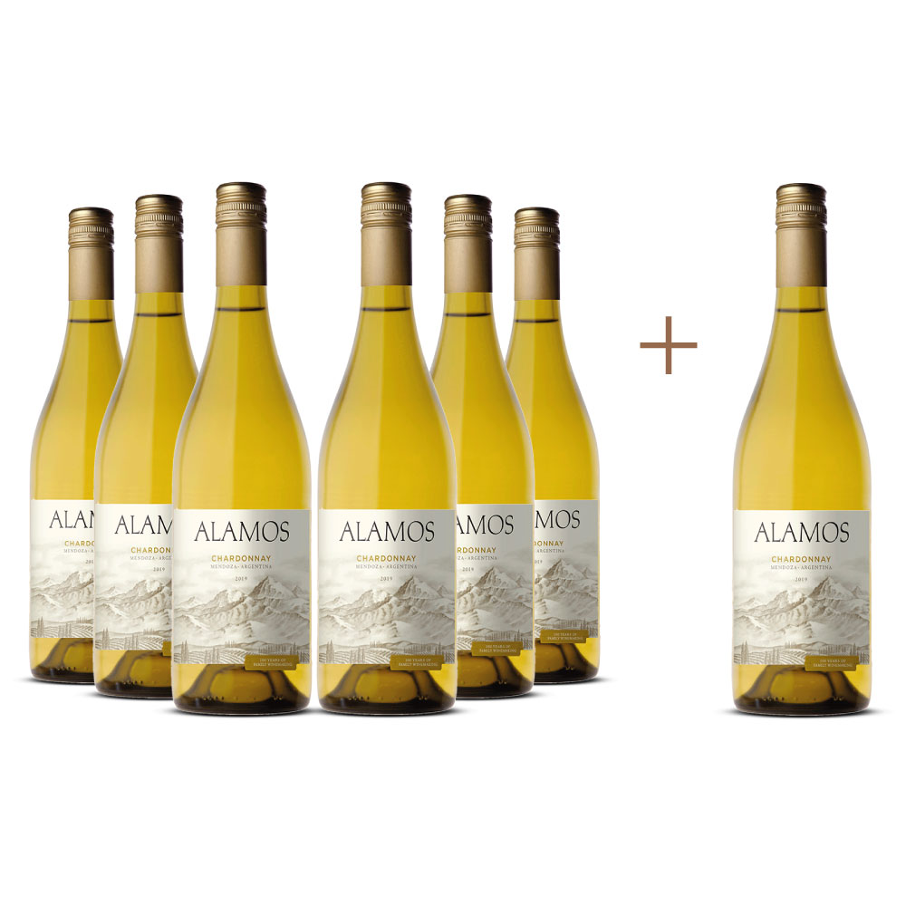 Promo 6 + 1 Vino blanco Álamos chardonnay, Argentina
