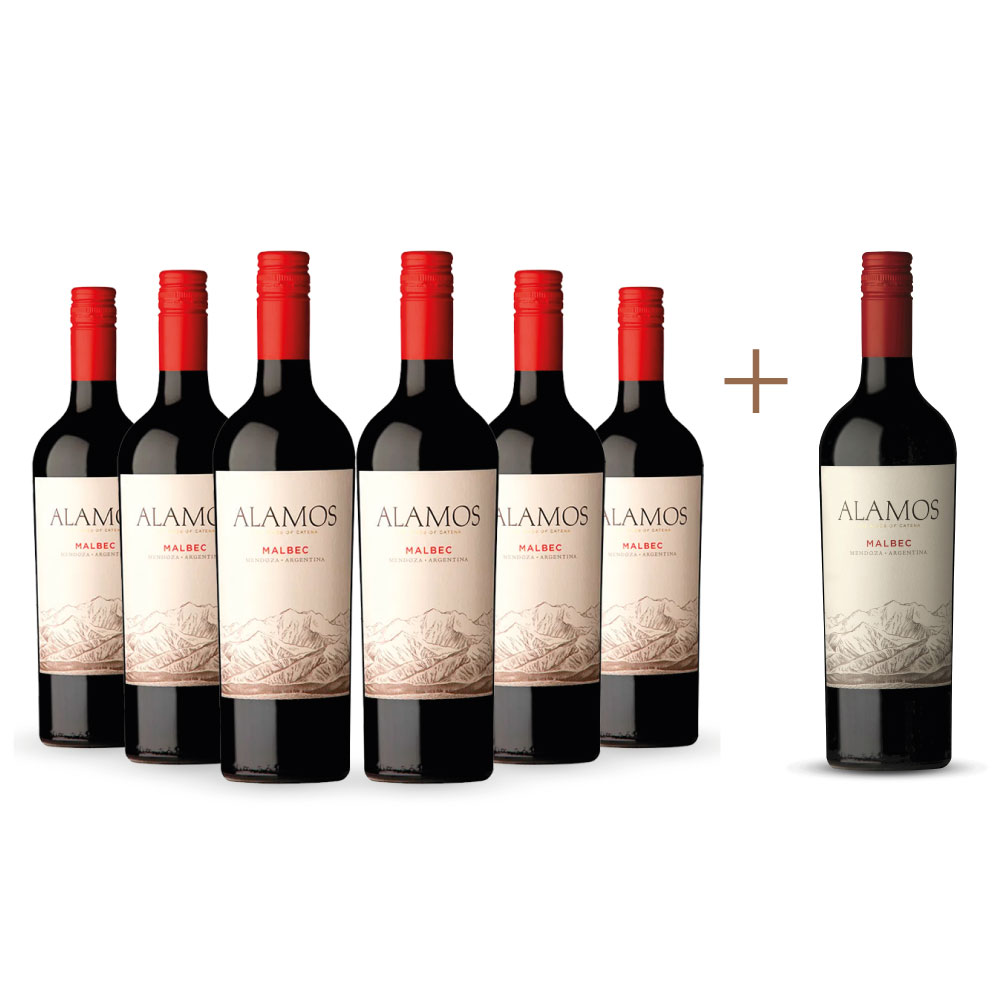 Promo 6 + 1 Vino tinto Álamos malbec, Argentina