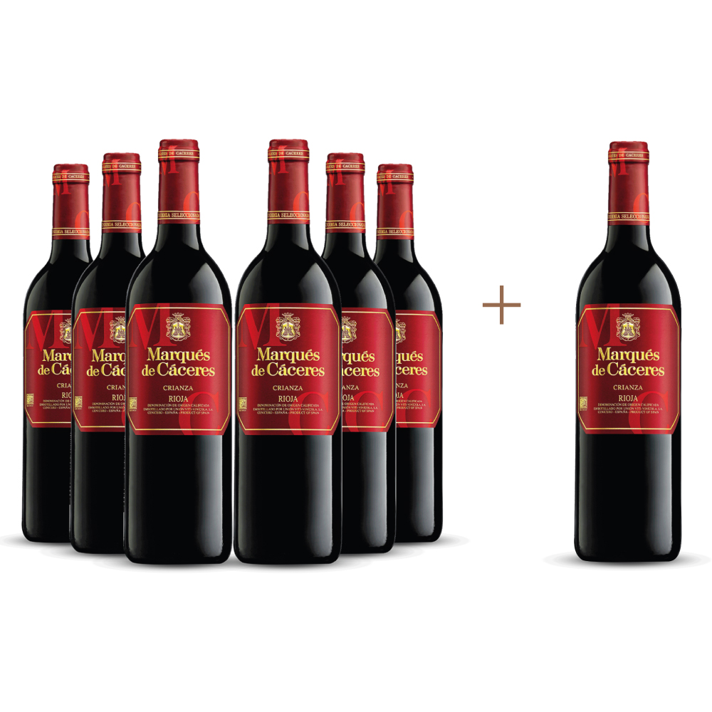 Promo 6 + 1 Vino tinto Marqués de Cáceres crianza, España