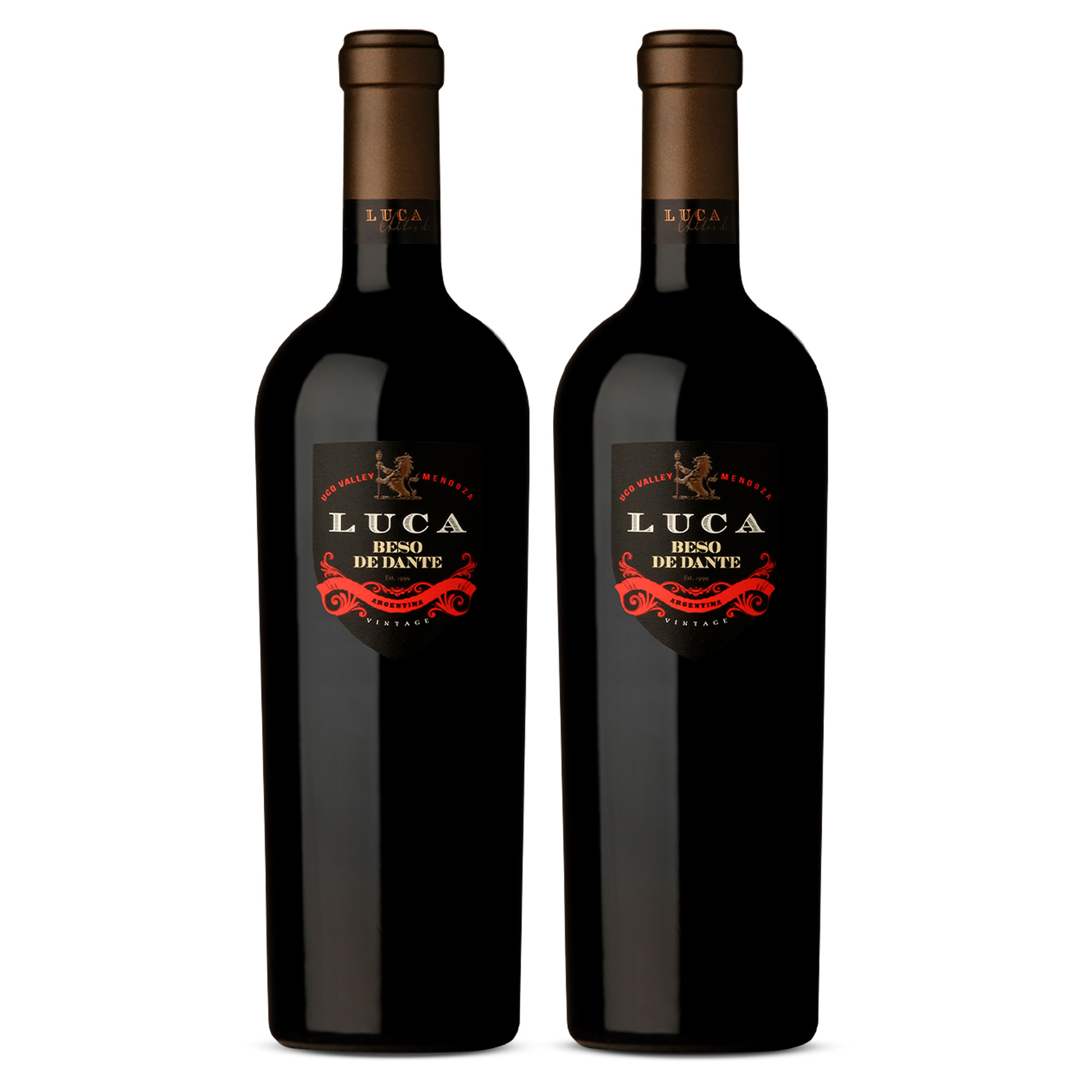 Duopack Vino tinto Luca Beso de Dante. Argentina