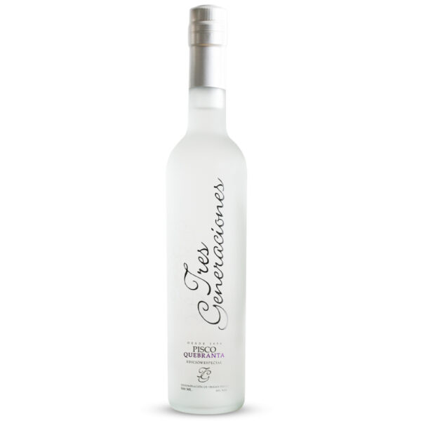 Pisco Tres Generaciones puro quebranta 500ml. Ica