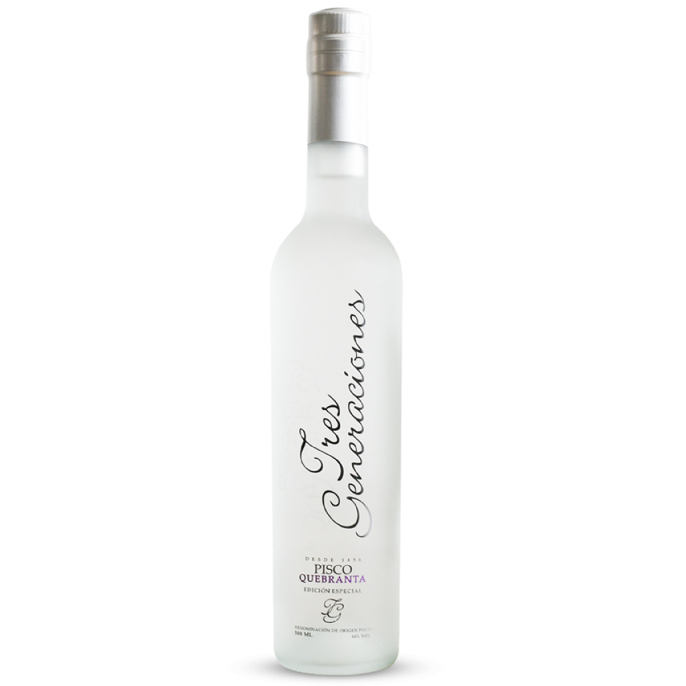 Pisco Tres Generaciones puro quebranta 500ml. Ica