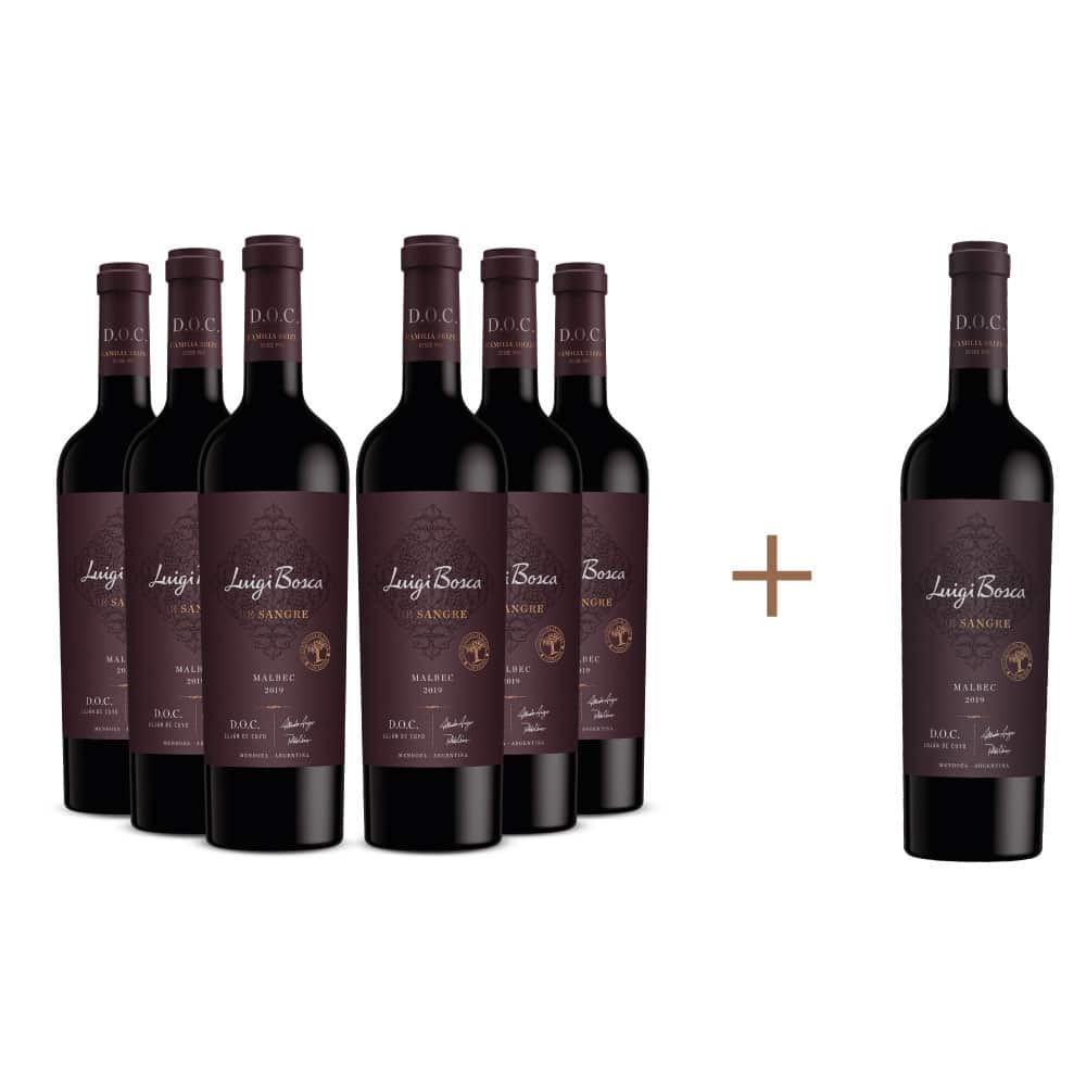Promo 6 + 1 Vino tinto Luigi Bosca de Sangre DOC malbec. Argentina