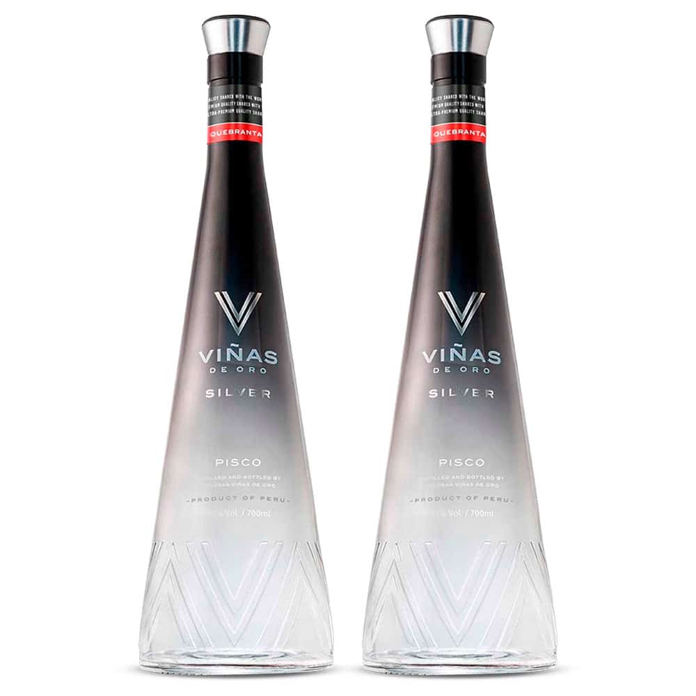 Duopack Pisco Viñas de Oro Silver puro quebranta 700ml. Perú