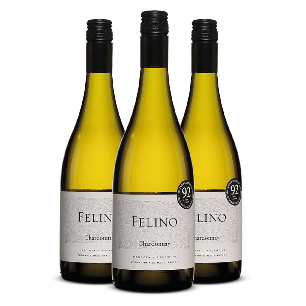 Tripack Vino blanco Felino Chardonnay. Argentina