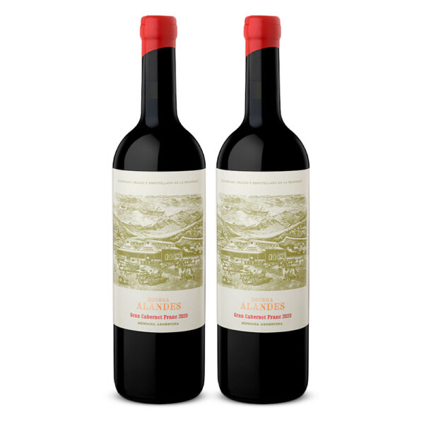 Duopack Vino tinto Alandes Gran cabernet franc. Argentina