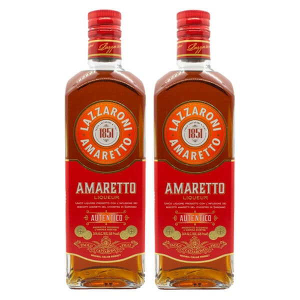 Duopack Licor a base de almendras Amaretto Lazarroni 700ml. Italia