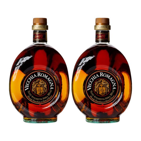 Duopack Brandy Vecchia Romagna etiqueta negra 700ml. Italia