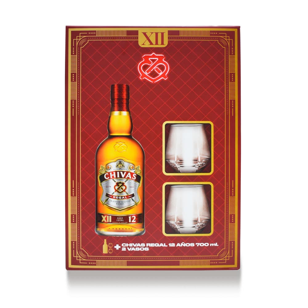 Pack Whisky Chivas Regal 12 años 700 ml + 2 Vasos