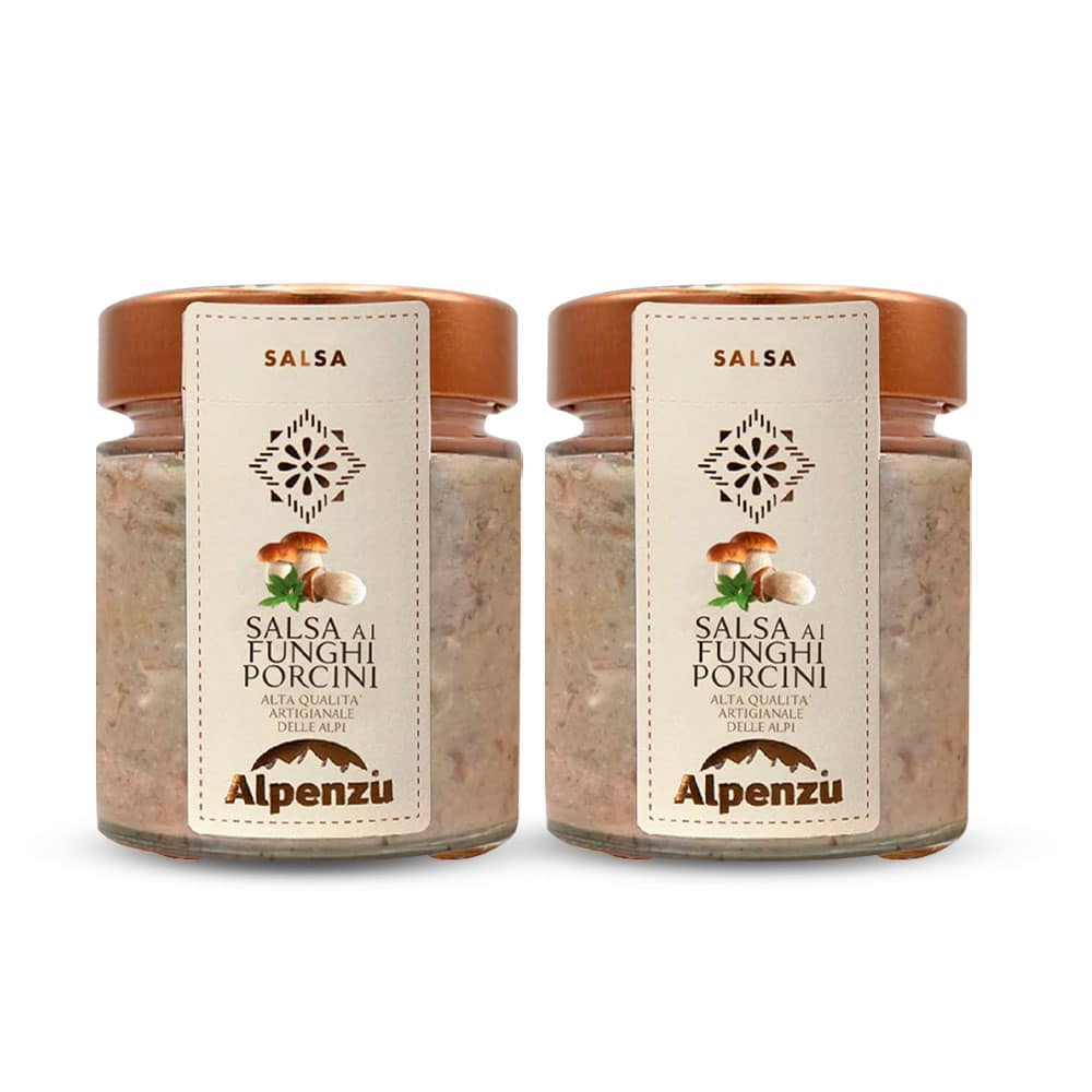 Duopack Frasco de Salsa Funghi Porcini Alpenzu 225g. Italia