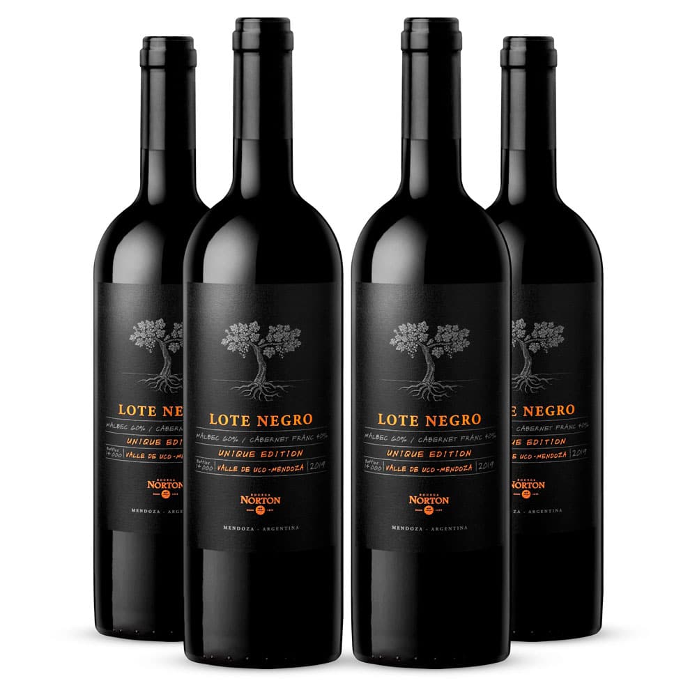 Fourpack Vino tinto Lote Negro blend. Argentina