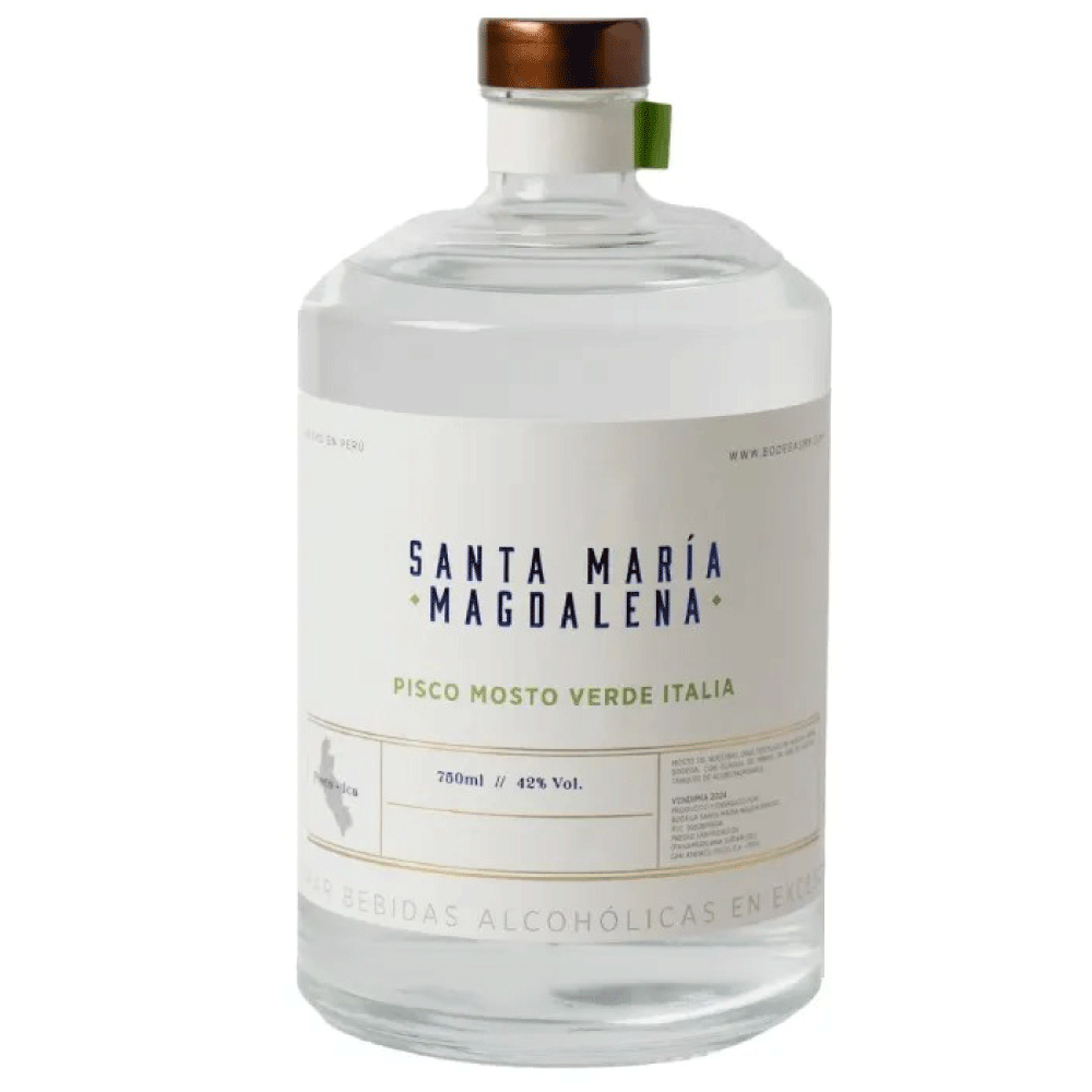 Pisco Santa María Magdalena Mosto verde italia. Perú