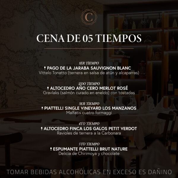 Cena Maridaje 5 Tiempos