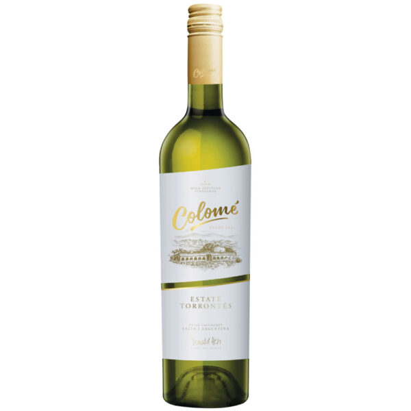 Vino blanco Colomé torrontés, Argentina.