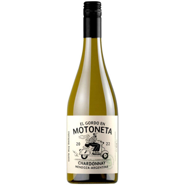 Vino blanco El Gordo En Motoneta chardonnay. Argentina