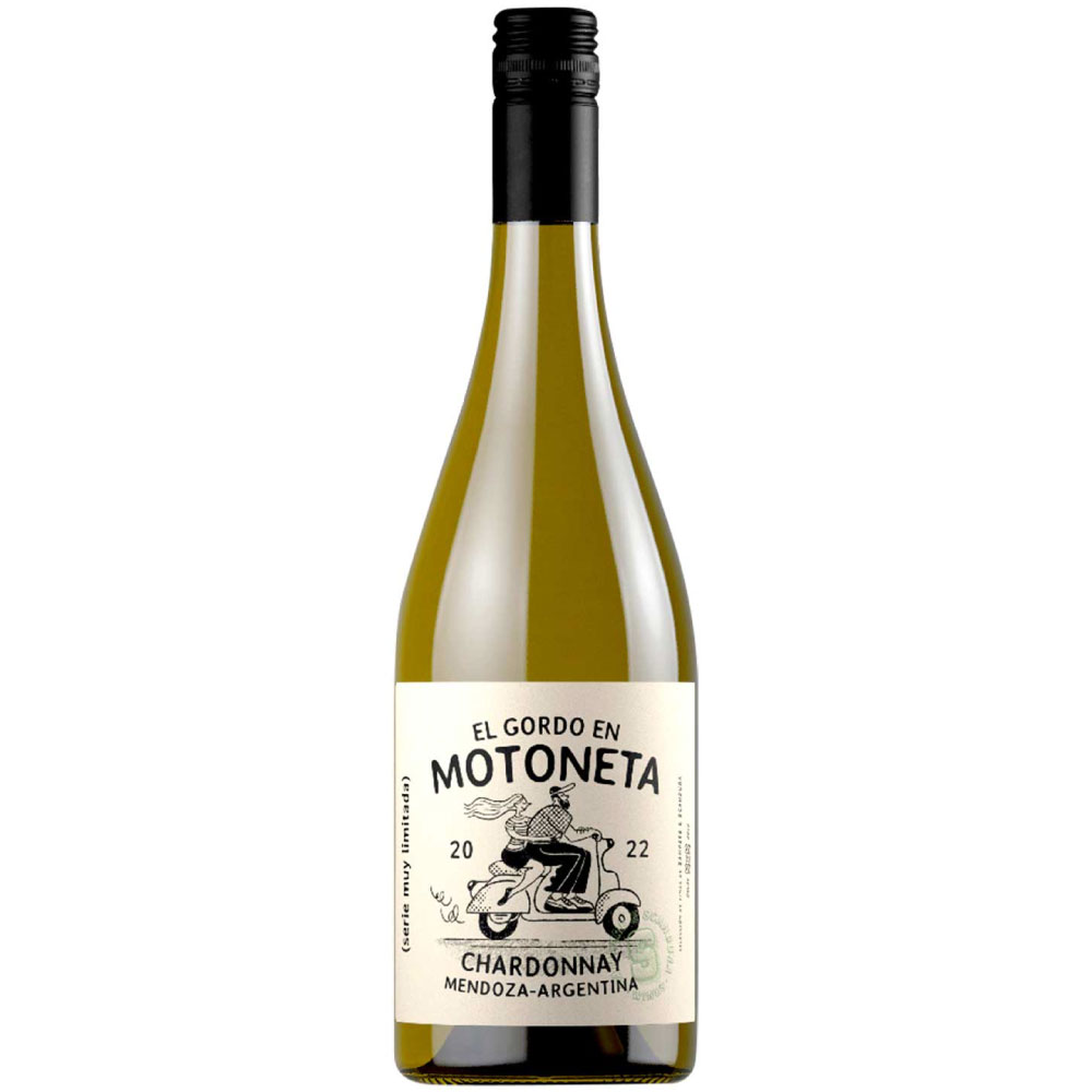 Vino blanco El Gordo En Motoneta chardonnay. Argentina