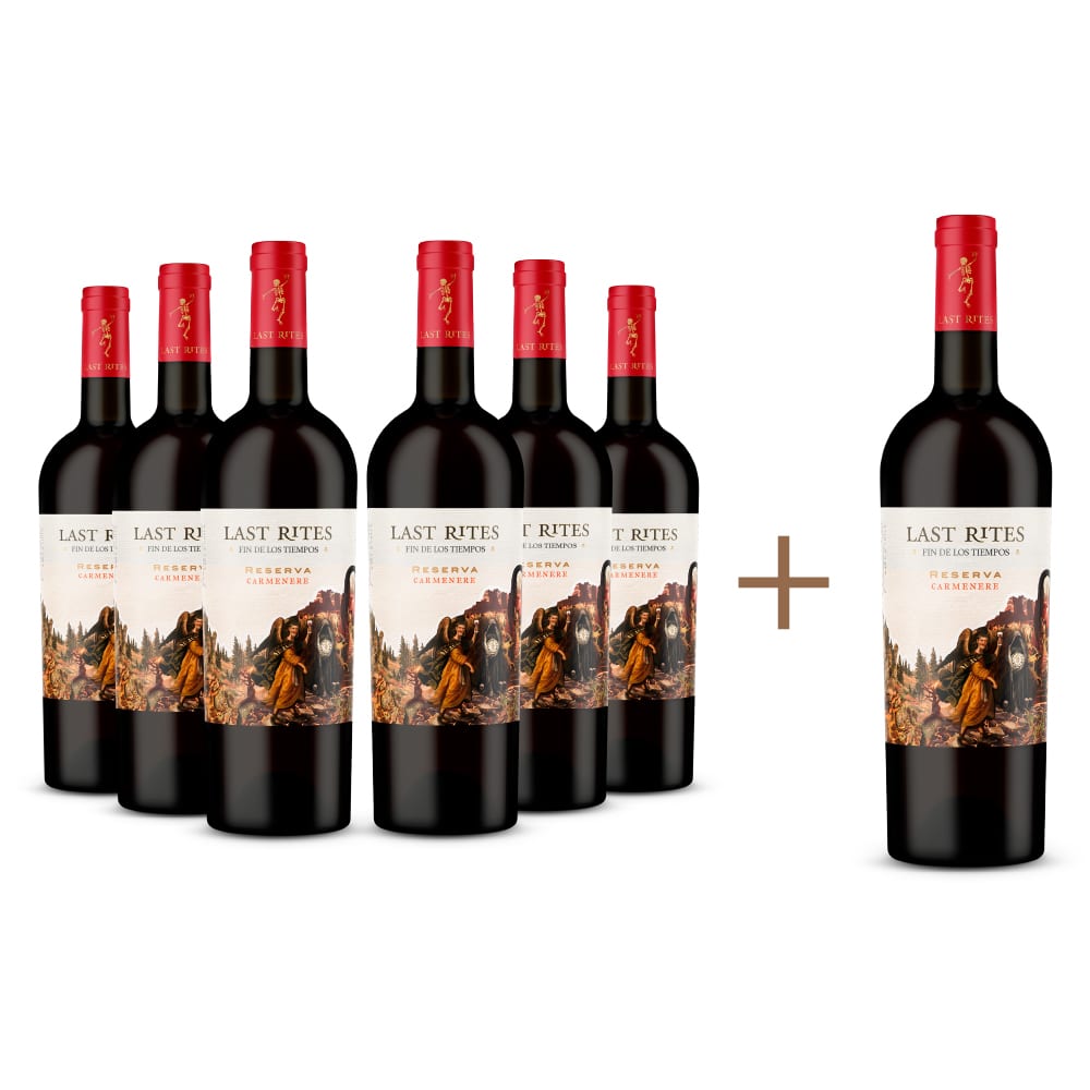 Promo 6 + 1 Vino tinto Last Rites Fin de los Tiempos reserva carmenere. Chile