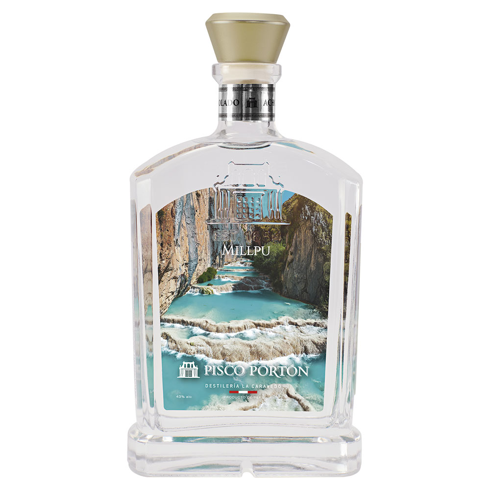 Pisco Portón Orgullo Peruano Millpu mosto verde acholado C/E. Perú