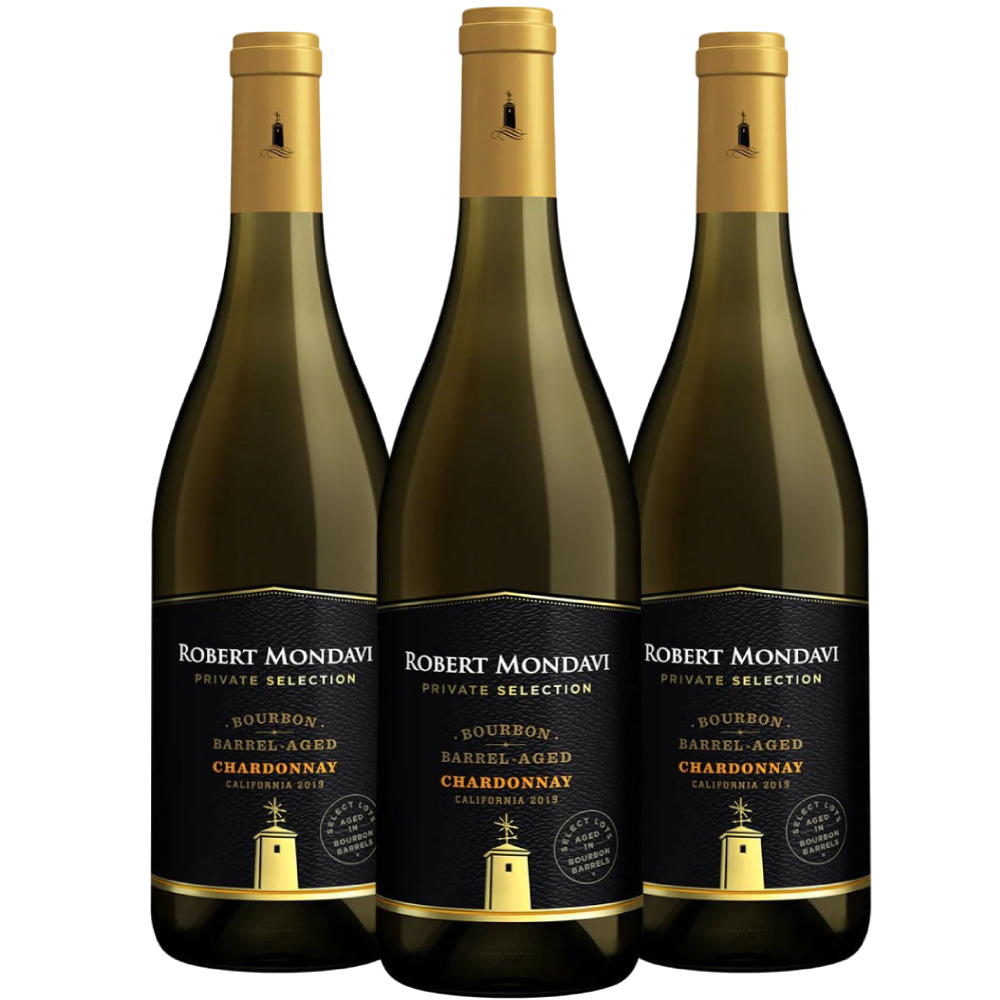 Tripack Vino blanco Mondavi Private Selection Bourbon chardonnay, U.S.A.